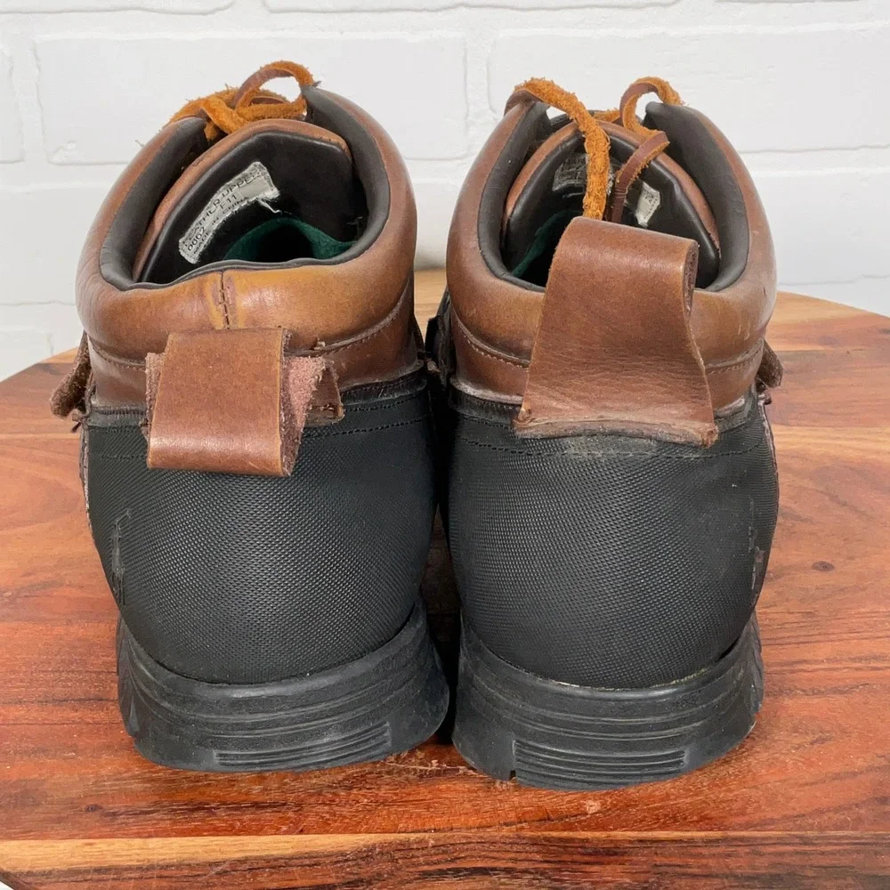 Polo Ralph Lauren Duck Boots Men‎ 12D Black Brown Leather Ankle Hardy II Lace Up